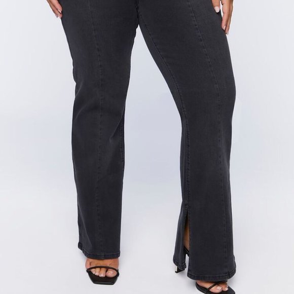 Forever 21+  Plus Size High-Rise Split Flare Jeans - Picture 3 of 15